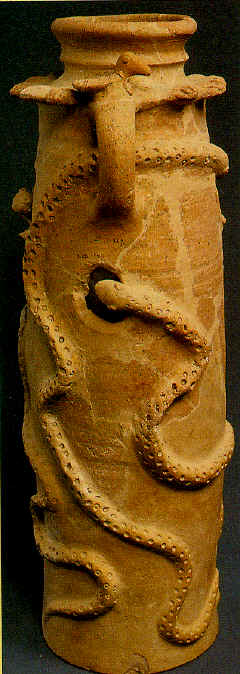 Clay jar with snakes