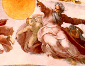 The creation of planets, by Michaelangelo in the Sistine Chapel